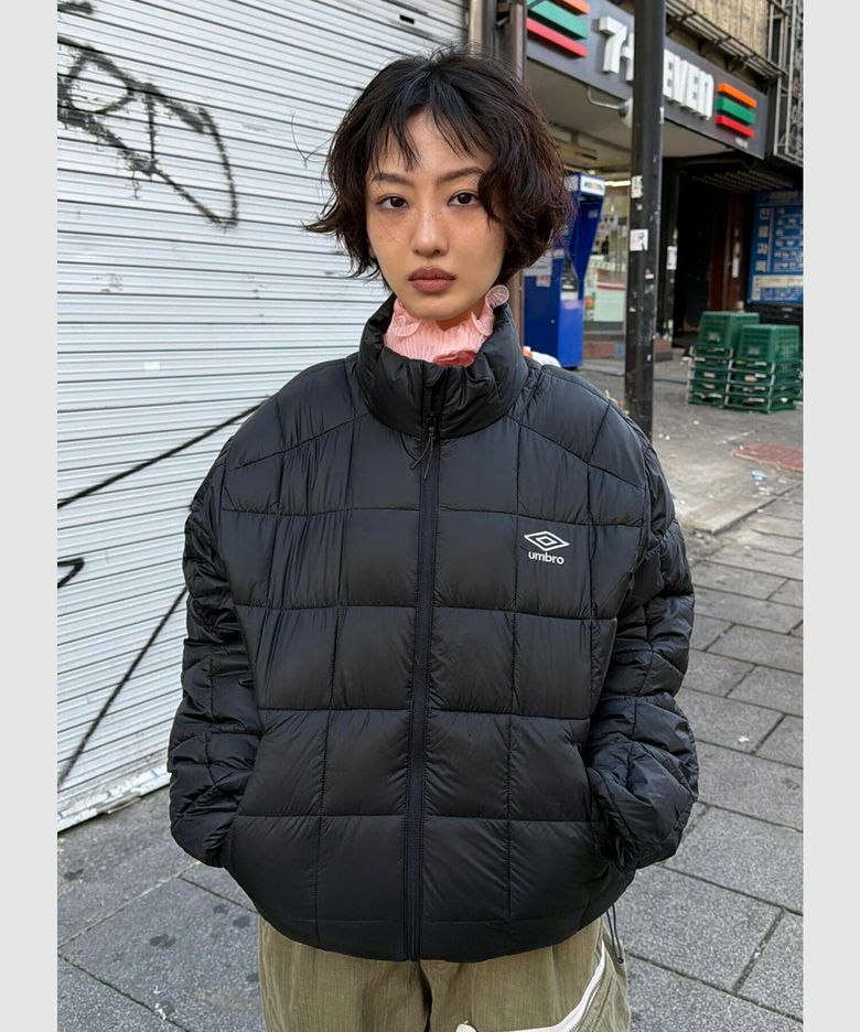 엑스레이 스탠넥 경량 패딩 자켓 블랙 UR421CPJO3