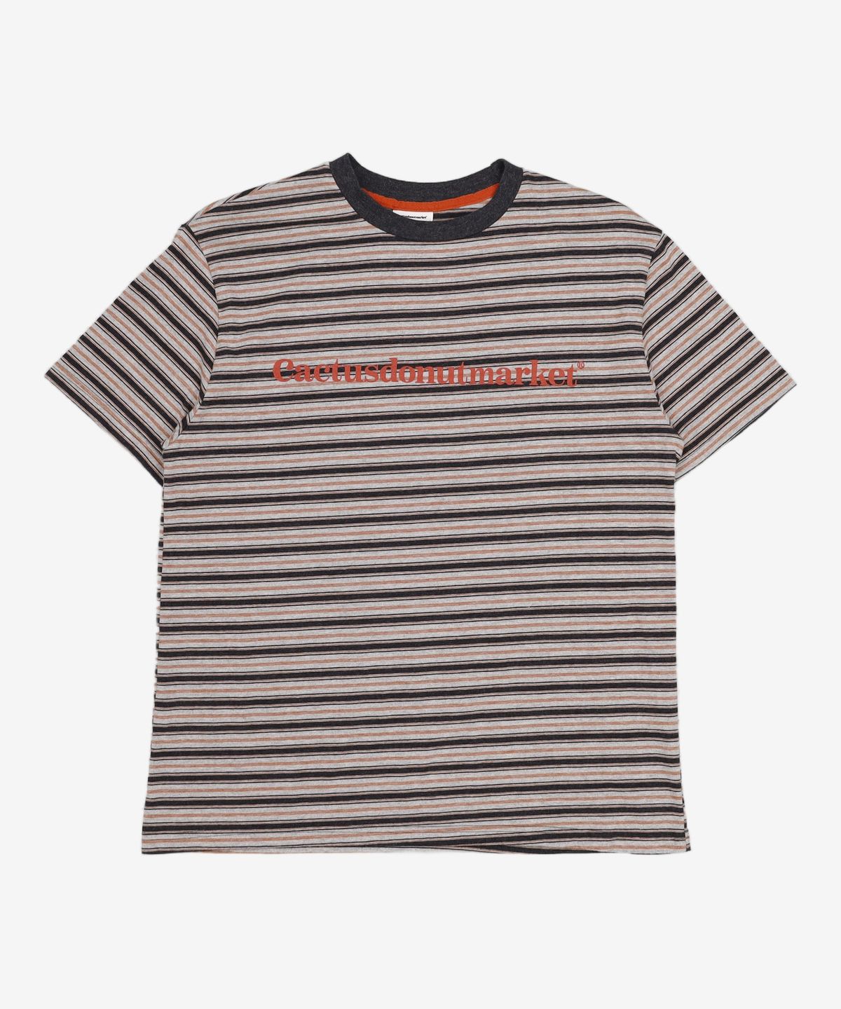 캑터스도넛마켓(CACTUSDONUTMARKET) Logo Multi Stripe T-Shirt - Orange M