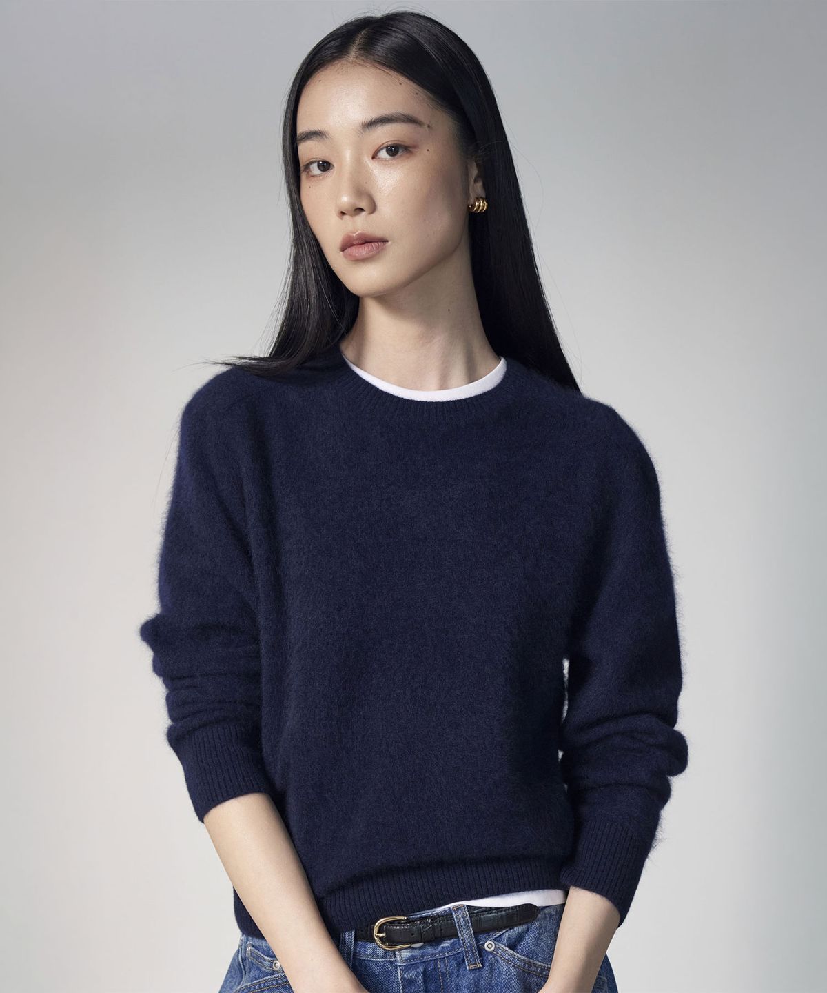 더니트컴퍼니(THEKNITCOMPANY) (우먼) 브러시드 울 캐시미어 크루넥 스웨터 5color