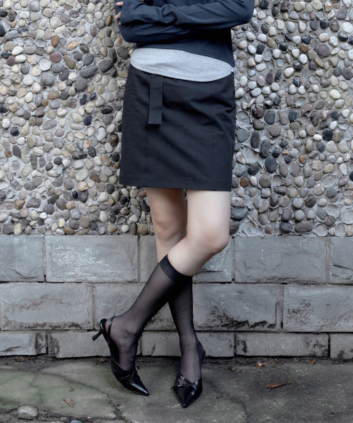 이프소마그넷(IFSO MAGNET) Belt Midi Skirt - BLACK