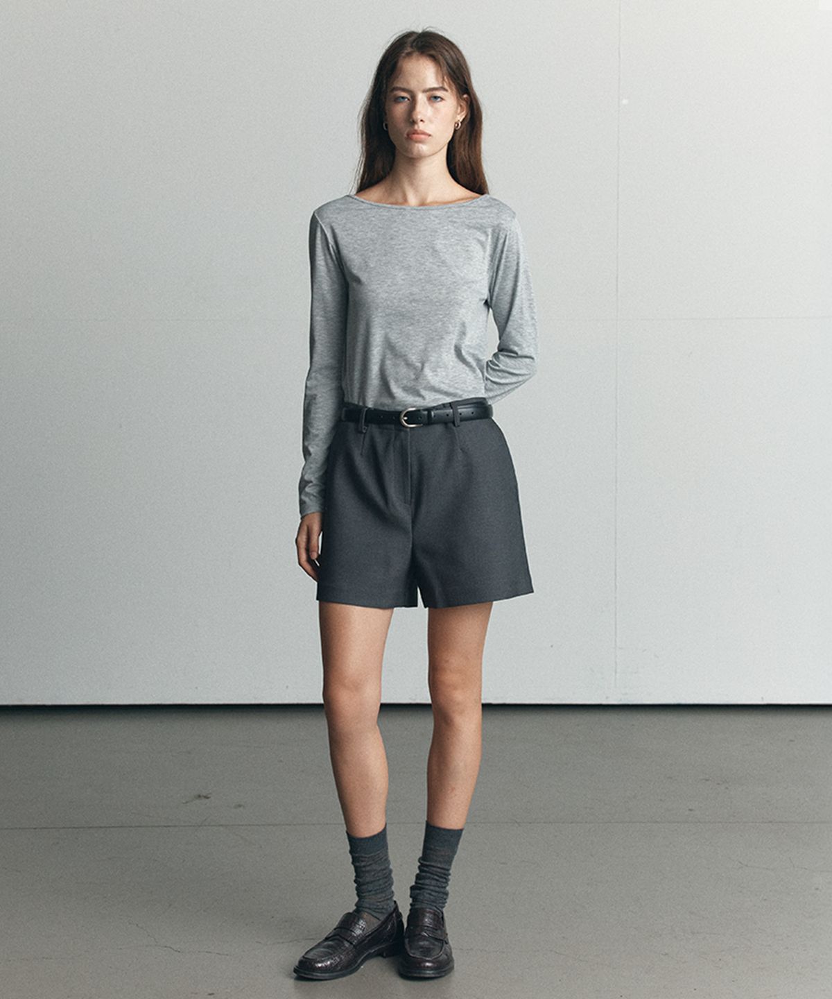 노운베러(KNOWNBETTER) Essential wool blend short [KNFW06PT05]_Gray
