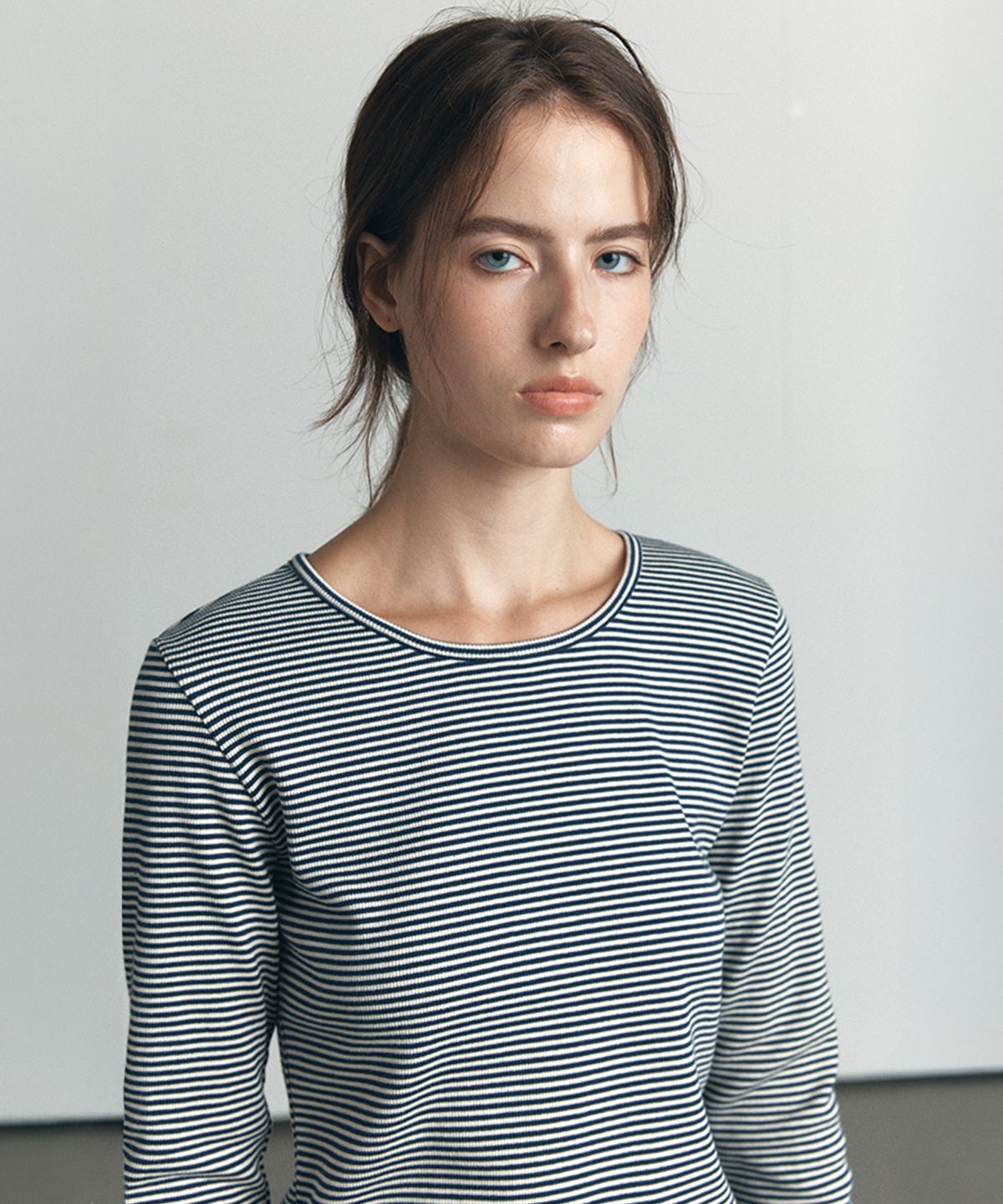 노운베러(KNOWNBETTER) Soft ribbed basic longsleeve T-shirt [KNFW06TS22]_Navy stripe