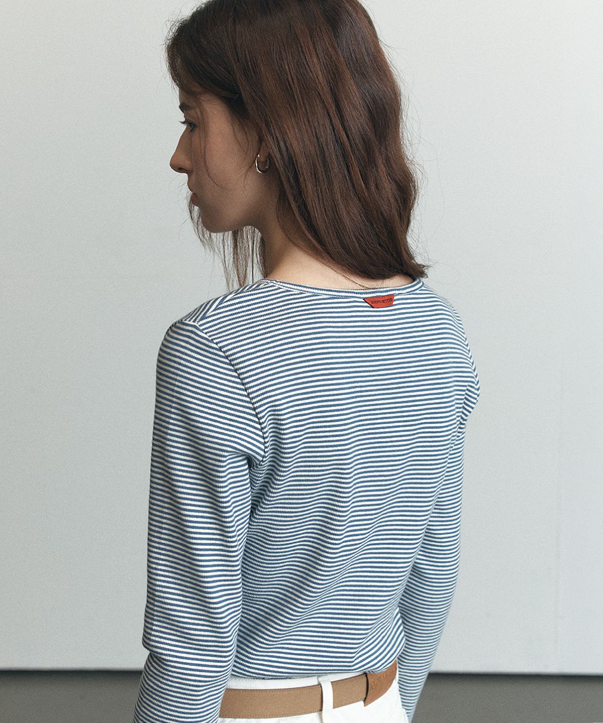 노운베러(KNOWNBETTER) Soft ribbed basic longsleeve T-shirt [KNFW06TS21]_Blue stripe
