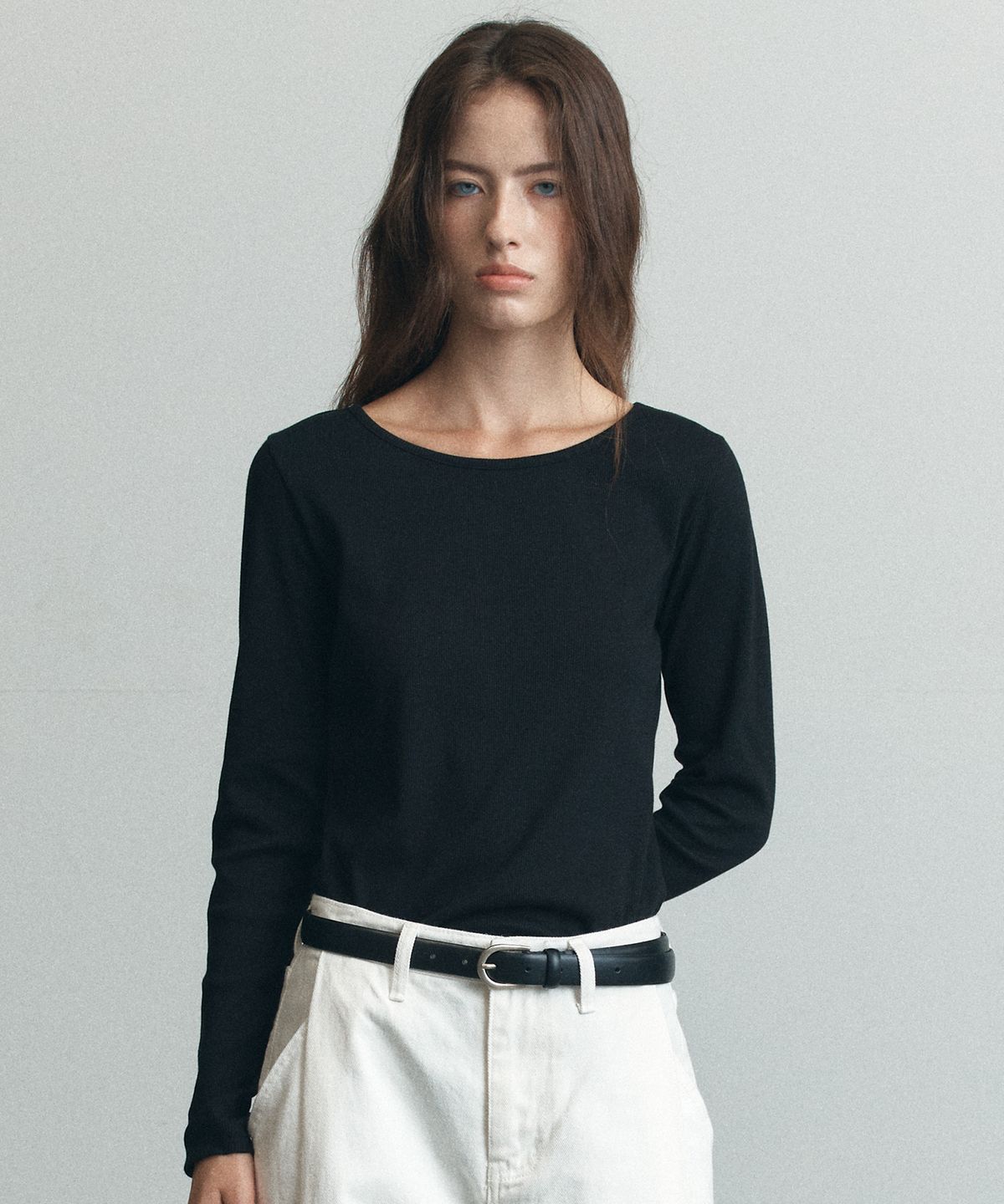 노운베러(KNOWNBETTER) Soft ribbed basic longsleeve T-shirt [KNFW06TS19]_Black