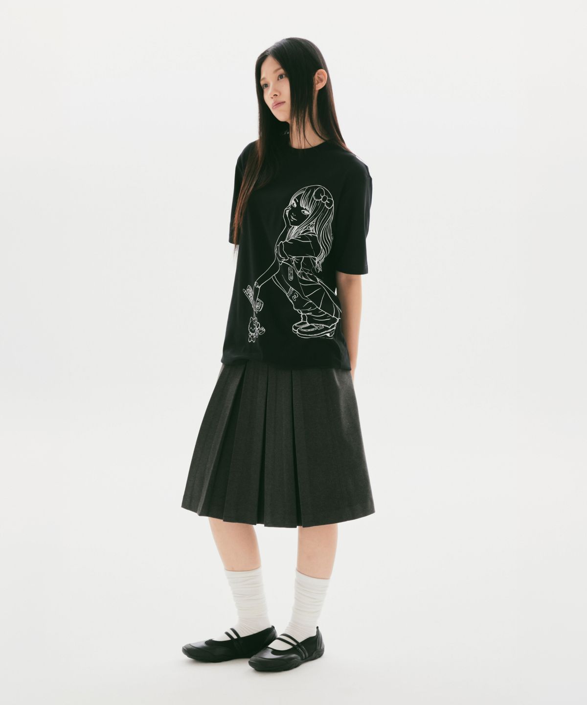 스파오(SPAO) [산리오X이토준지] 반팔 티셔츠(Black)_SPRLG49U04