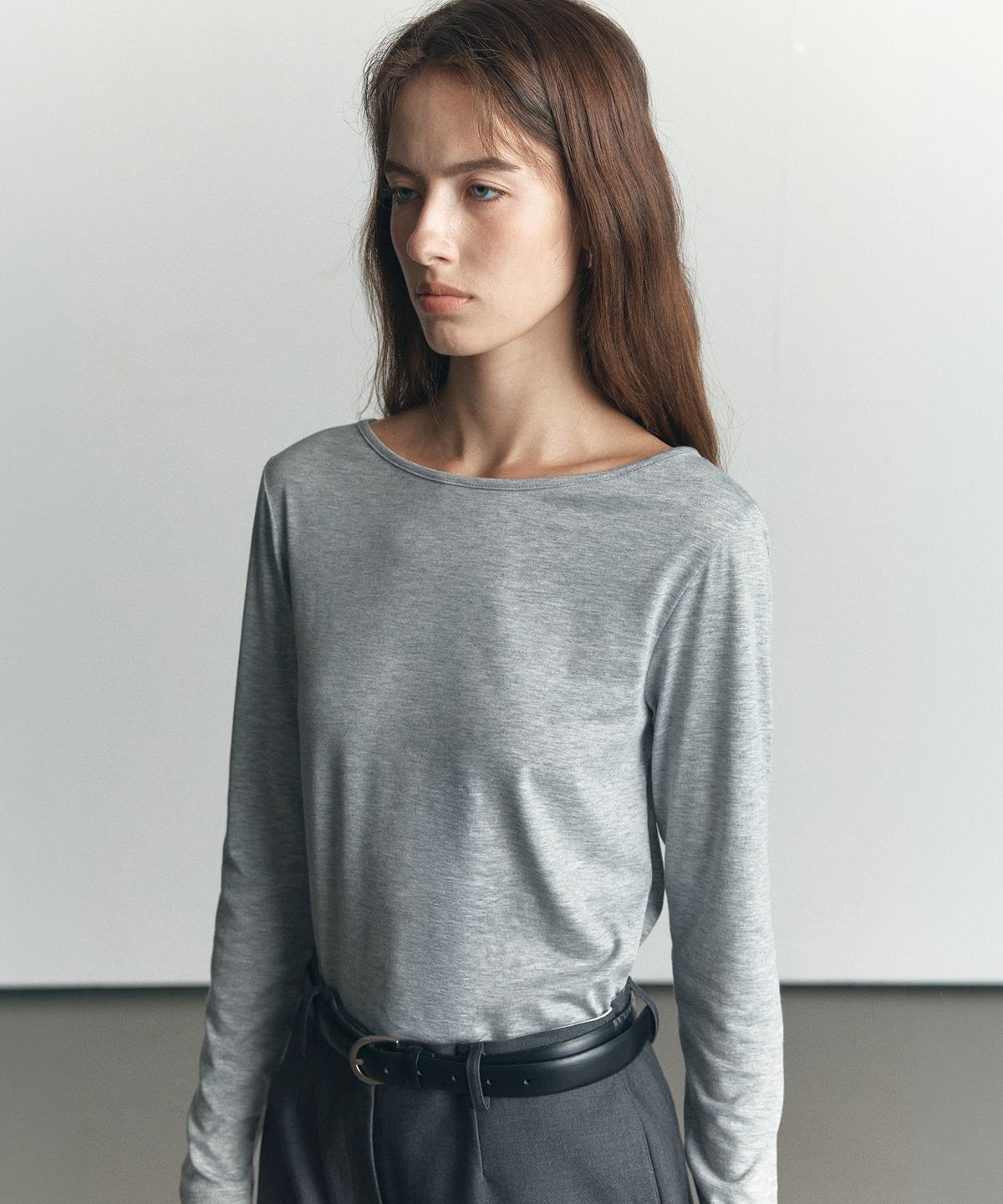 노운베러(KNOWNBETTER) Soft basic longsleeve T-shirt [KNFW06TS12]_Melange gray