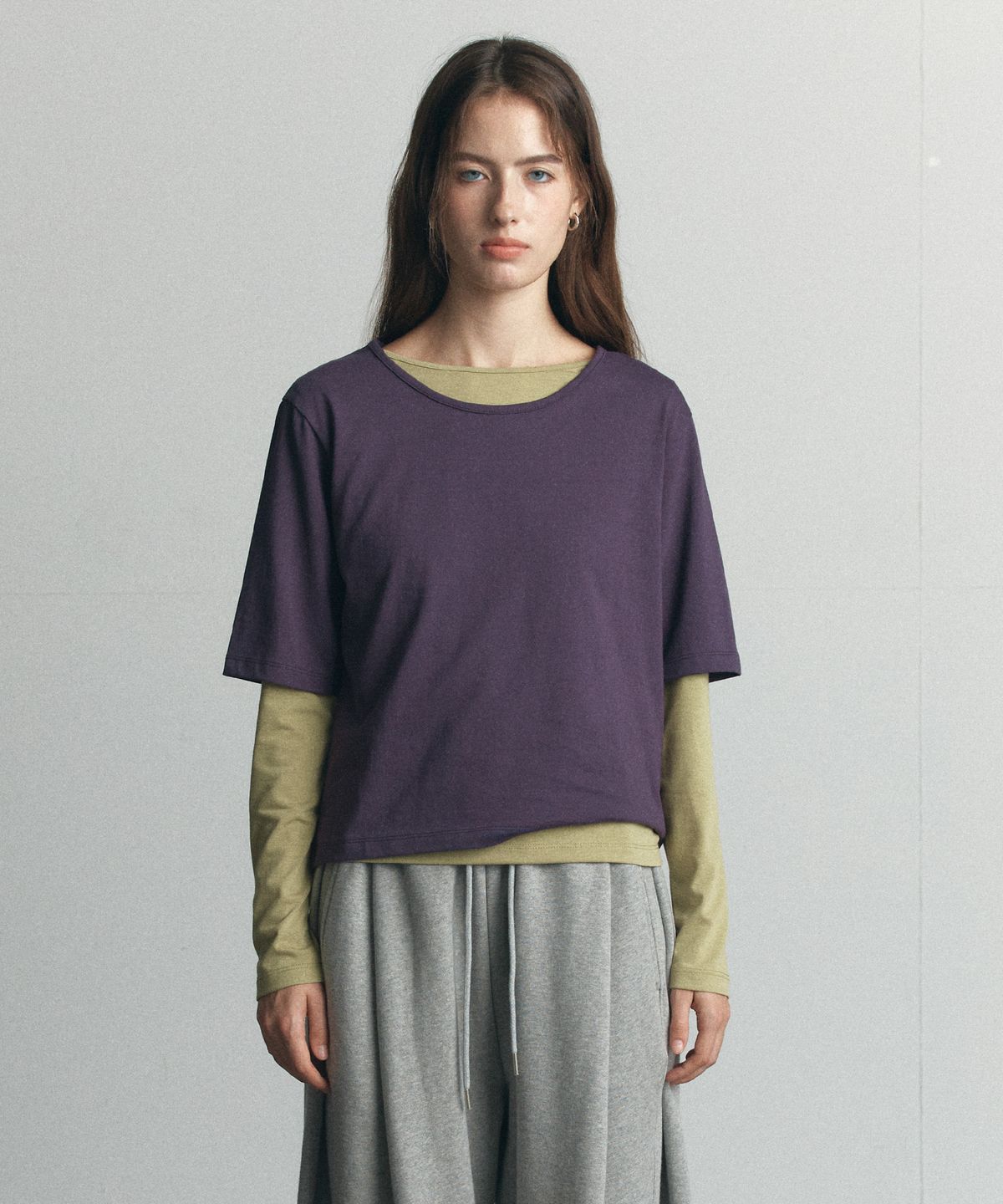 노운베러(KNOWNBETTER) Soft basic half sleeve T-shirt [KNFW06TS09]_Purple