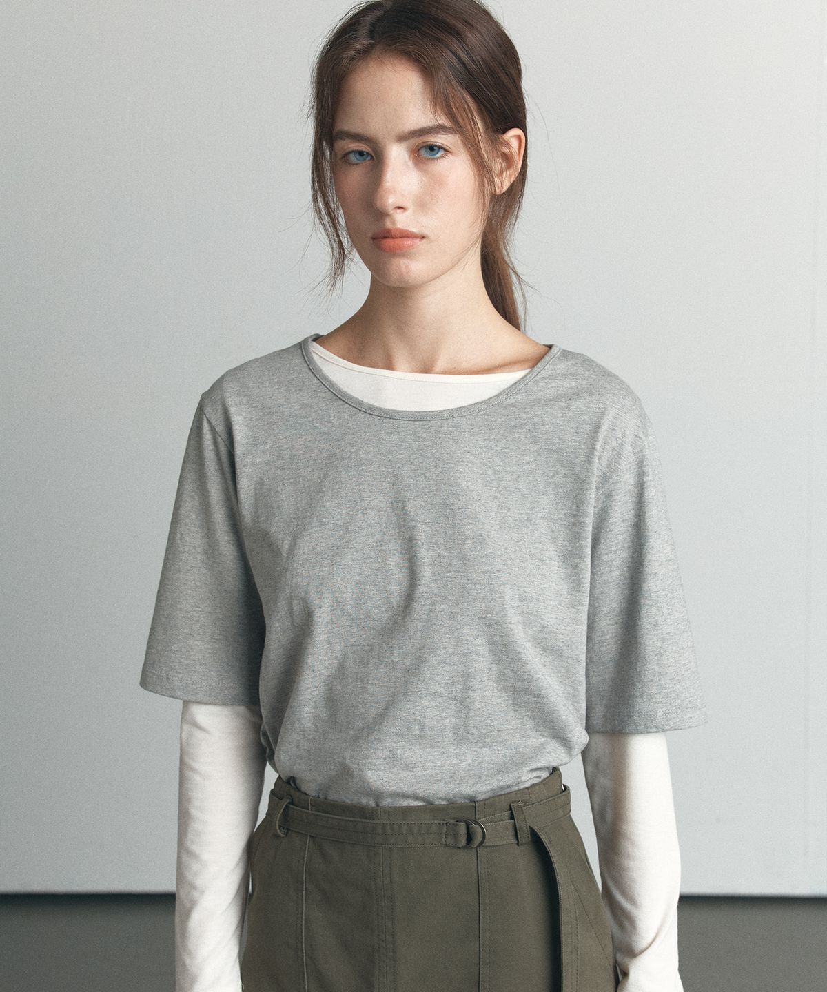 노운베러(KNOWNBETTER) Soft basic half sleeve T-shirt [KNFW06TS07]_Melange gray