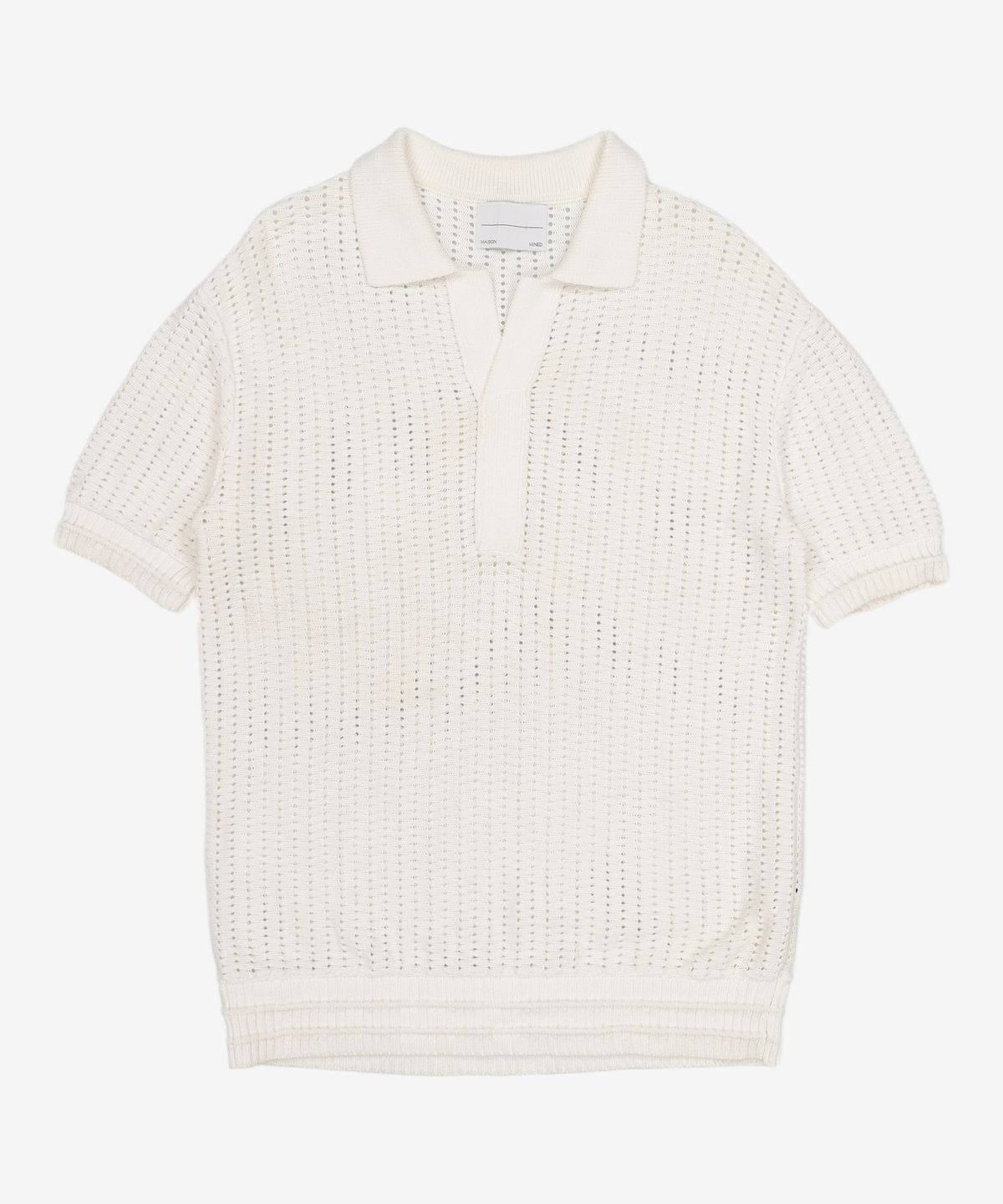 메종미네드(MAISON MINED) BUTTER CREAM KNIT HALF SHIRTS S