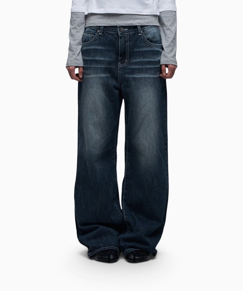 201 CAT WASHING STRAIGHT JEANS DEEP BLUE