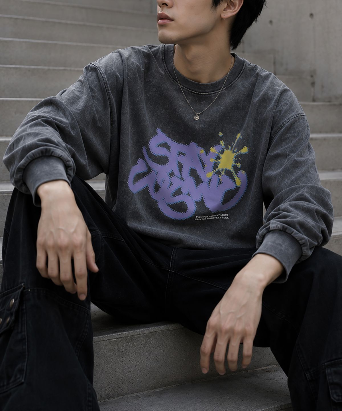 도톤(DOTON) BRIGHTER STARS ACID LONG SLEEVE  (Grey)