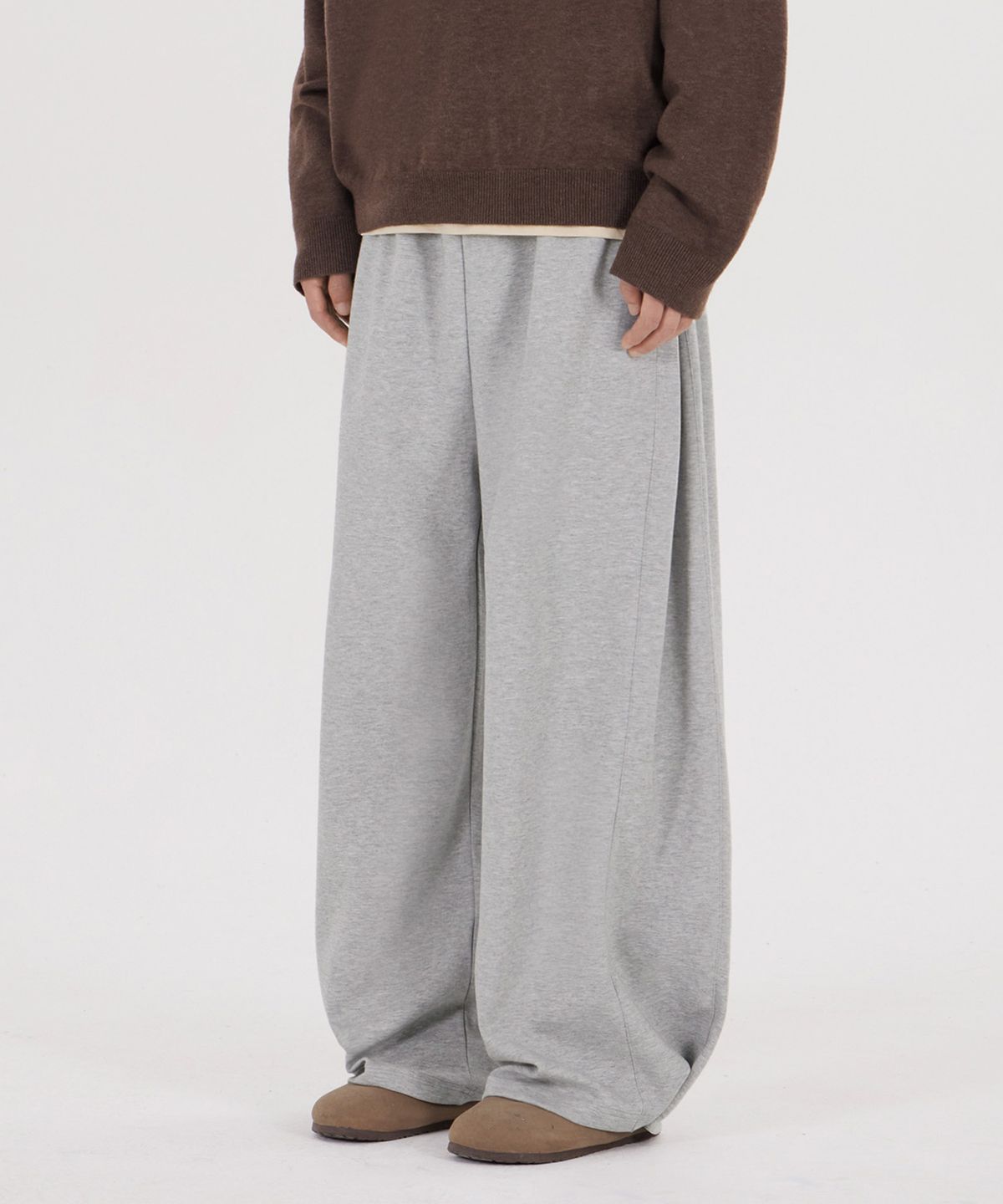 굿라이프웍스(GLW) [unisex] 와이드 스냅 절개 스웻 팬츠 그레이