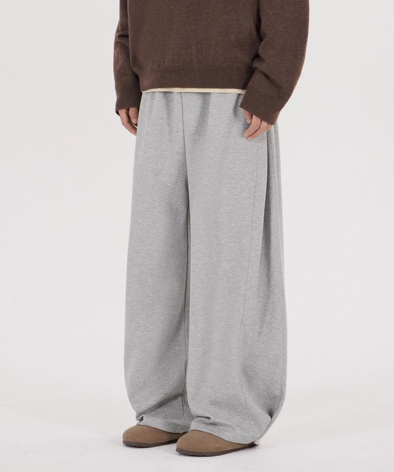 [unisex] 와이드 스냅 절개 스웻 팬츠 그레이