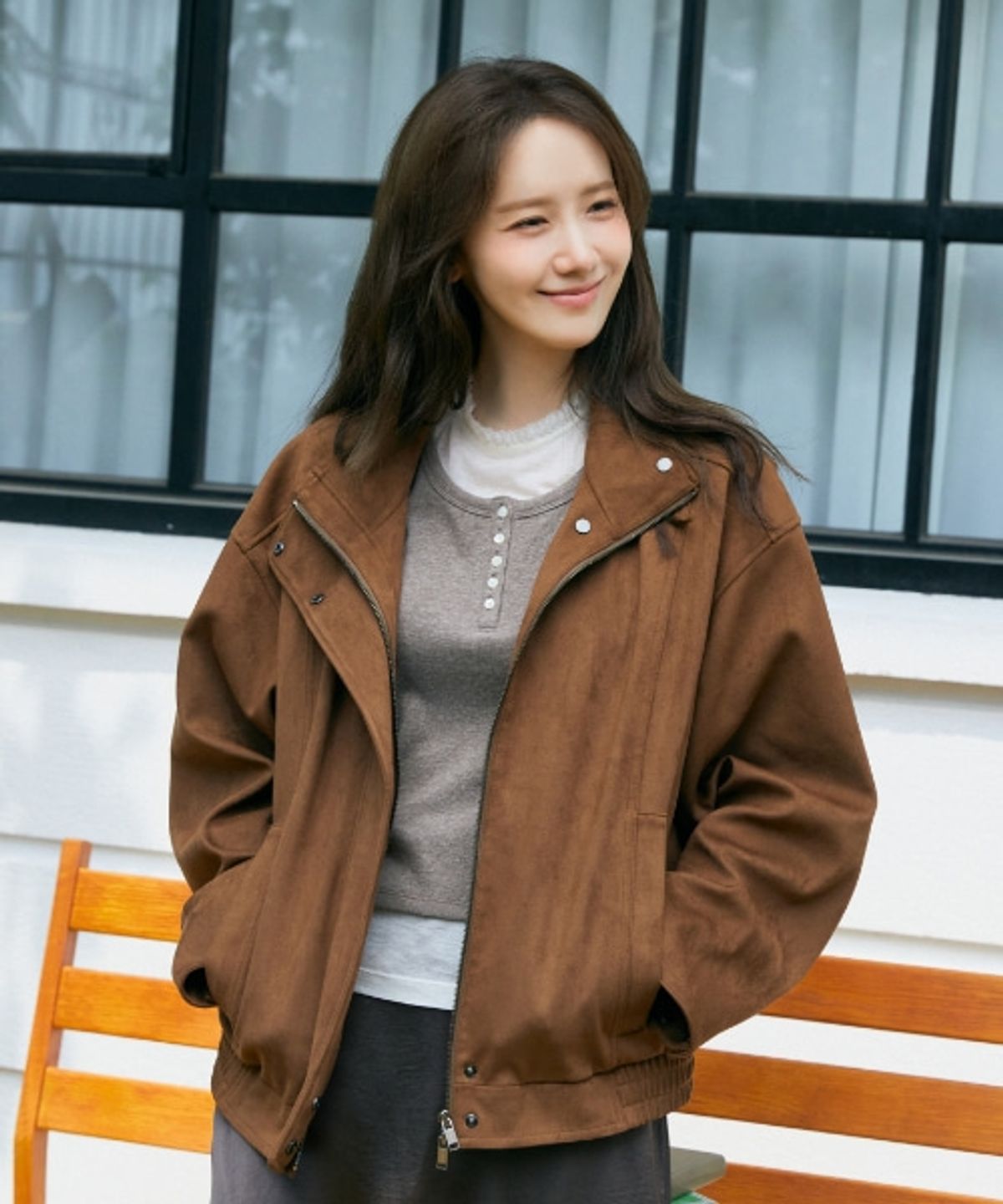 드파운드(DEPOUND) 하이넥 스웨이드 자켓 [브라운]