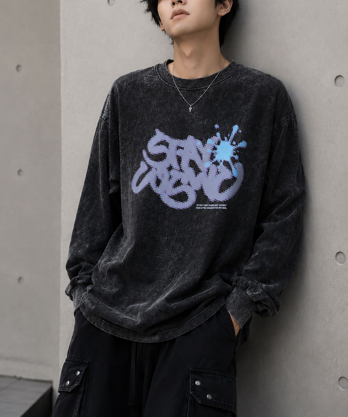 도톤(DOTON) BRIGHTER STARS ACID LONG SLEEVE  (Black)