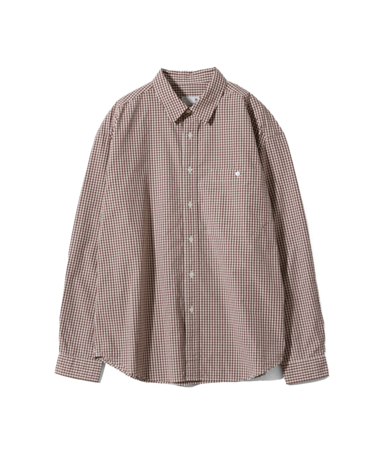 홀리선(HORLISUN) Jane Typewriter Gingham Check Shirt Brown