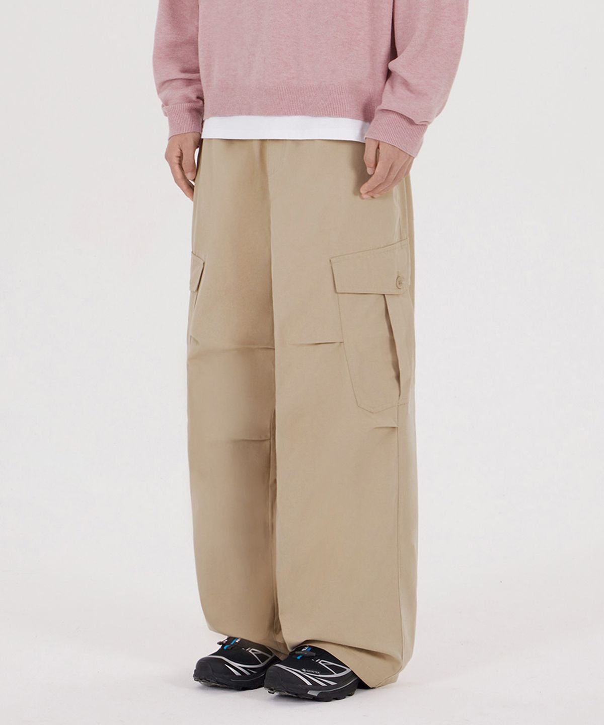 굿라이프웍스(GLW) [unisex] 와이드 빅포켓 코튼 카고 팬츠 베이지