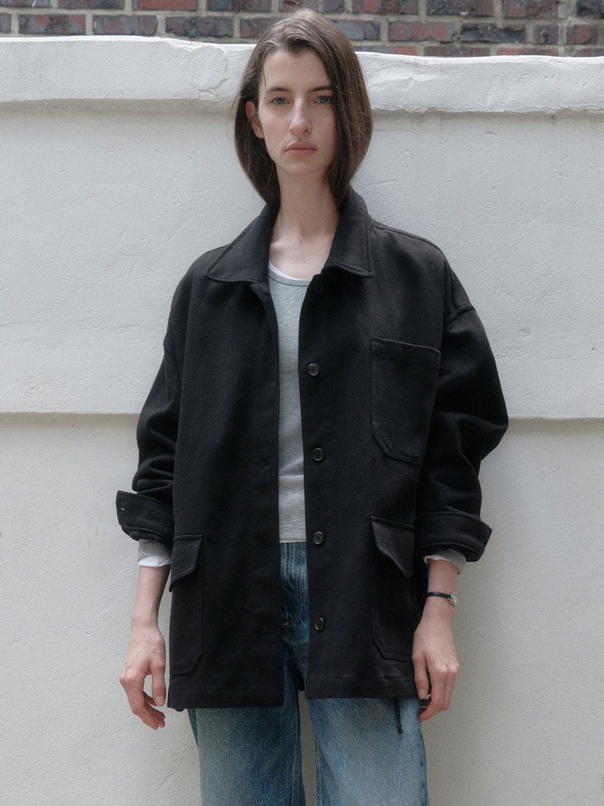 소플러(SOFLER) MAREN COTTON HALF JACKET_BLACK