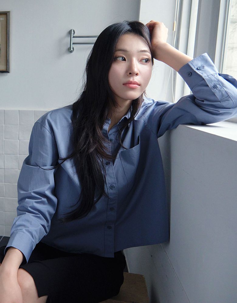 포플린 크롭 긴팔 셔츠 346904 [3color]