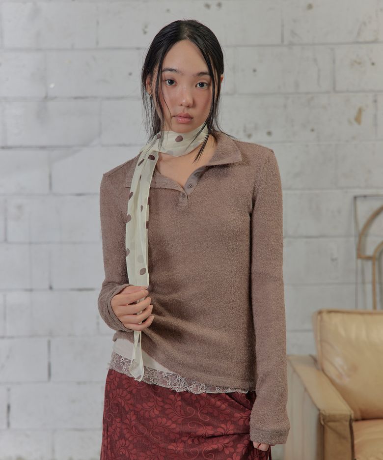oat crinkle dot scarf (LY)