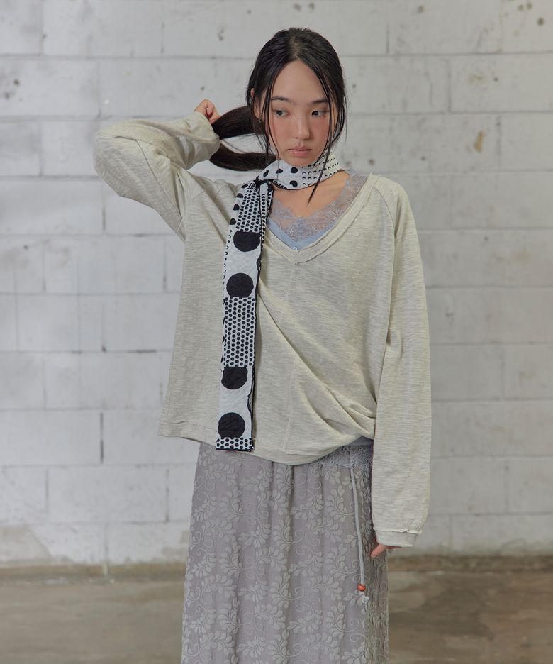 embossed mono dot scarf (WH)