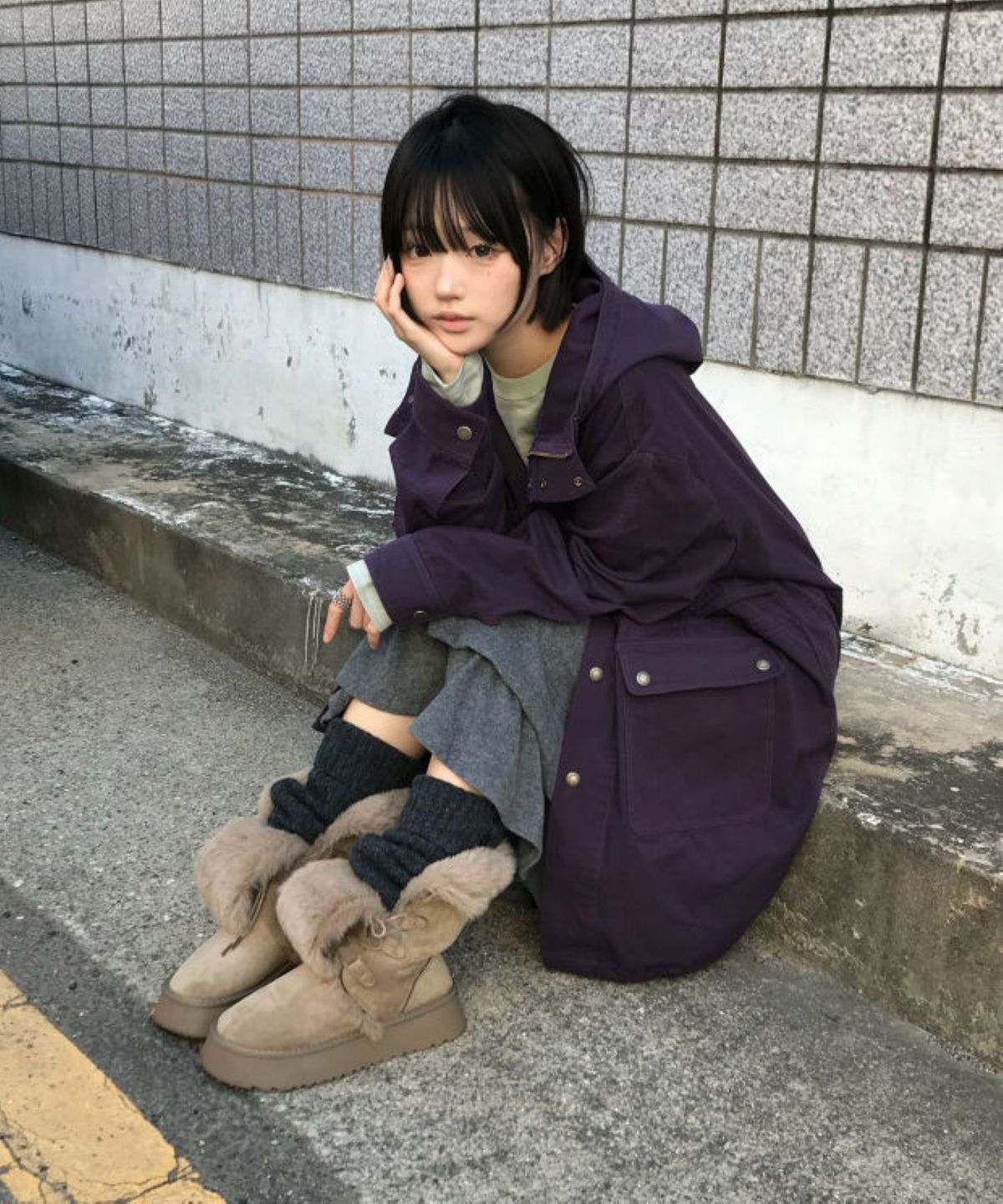 더콜디스트모먼트(THECOLDESTMOMENT) TCM logo snap field jacket (deep purple)