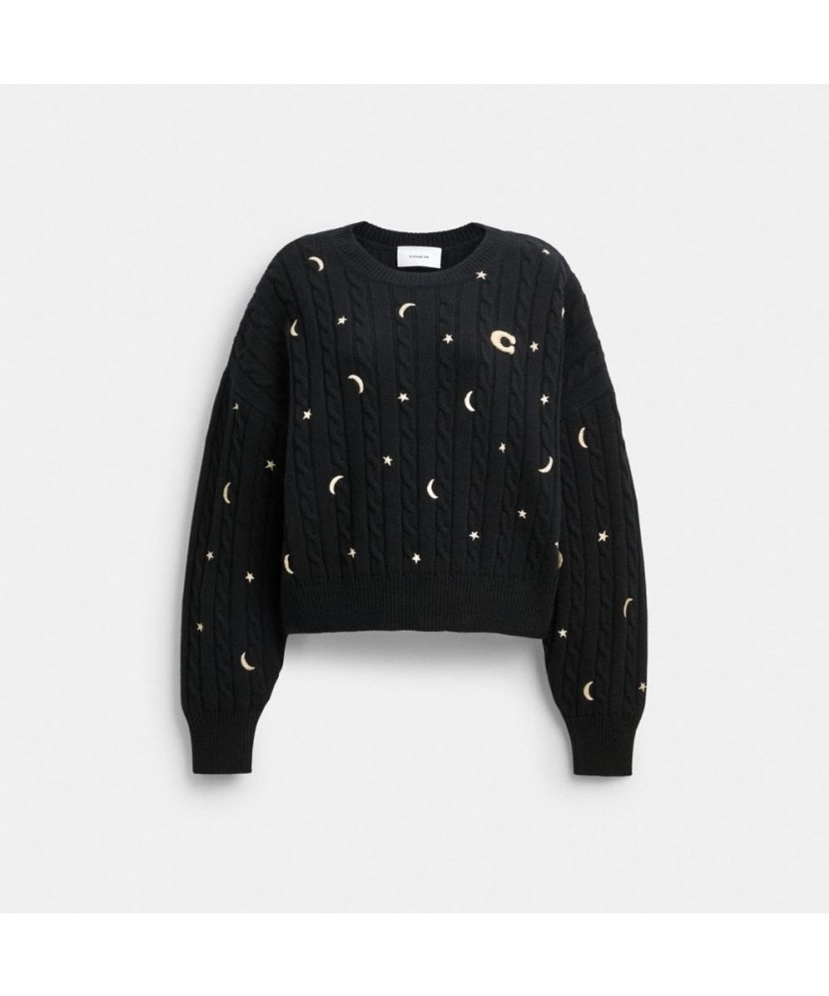 코치(COACH) 스타 앤 하트 케이블 크루넥 스웨터 CEP83 BLK
