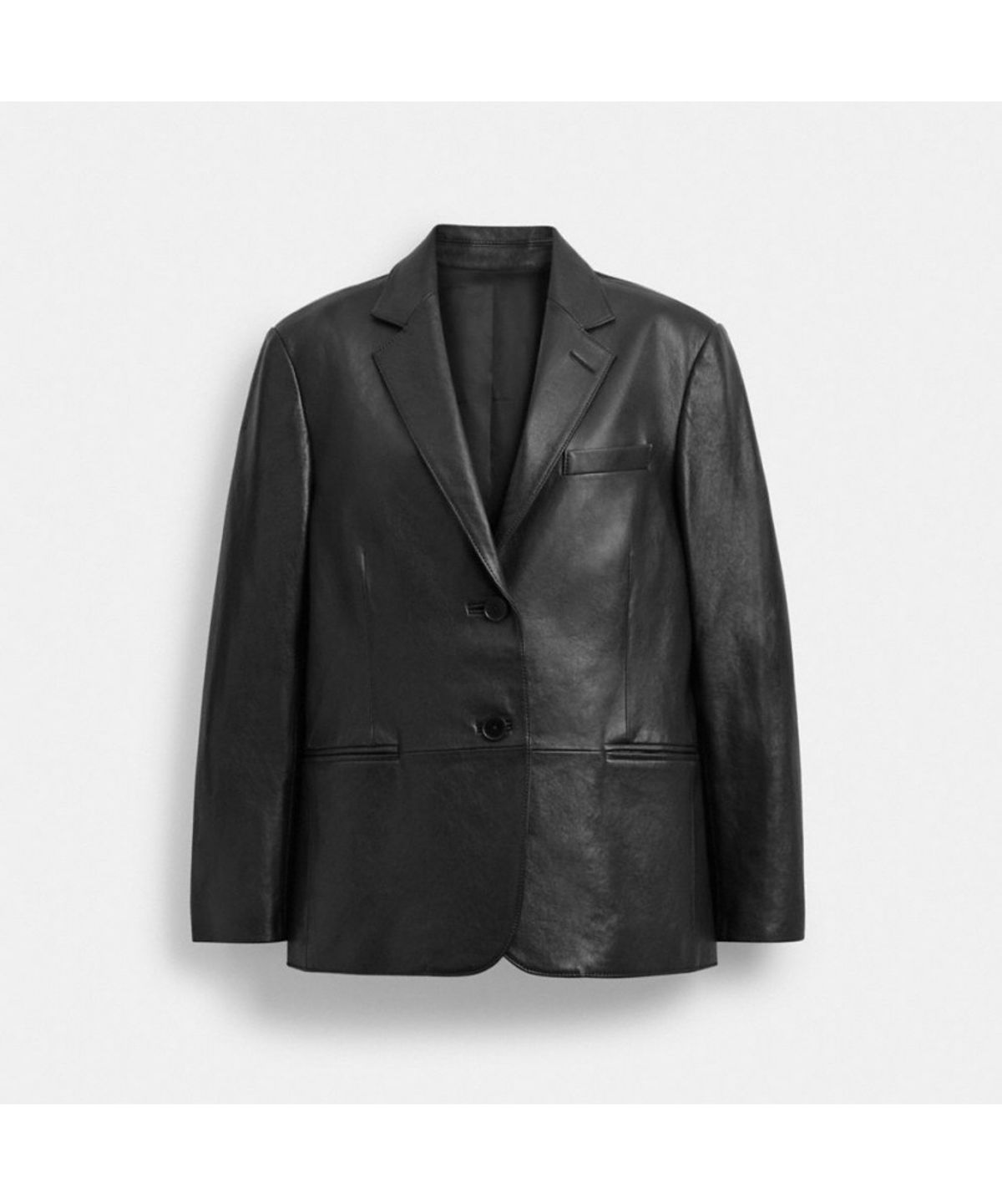 코치(COACH) 릴렉스드 레더 블레이저 CEO78 BLK