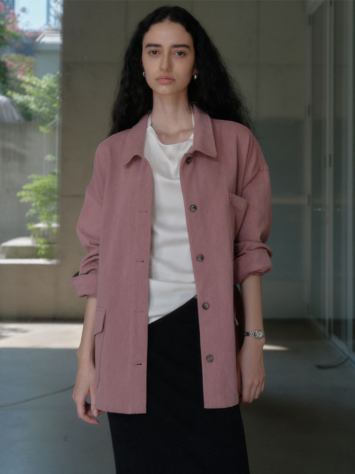소플러(SOFLER) MAREN COTTON HALF JACKET_DUSTY PINK