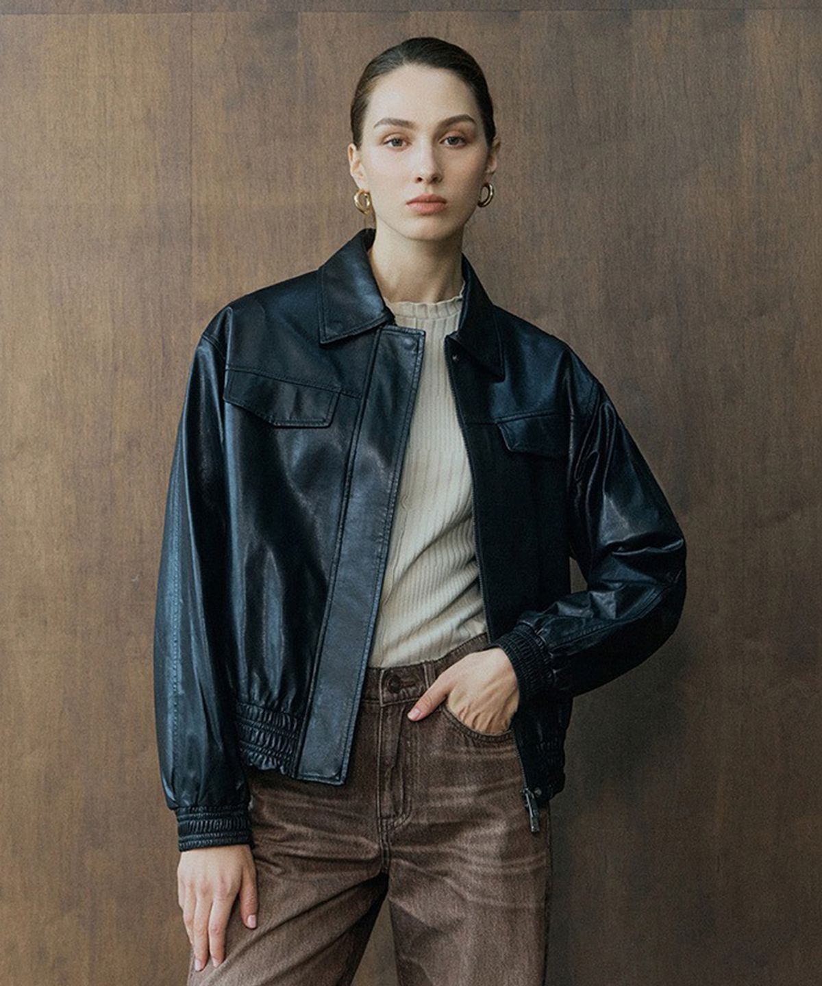 바니스뉴욕(BARNEYS NEWYORK) 26FW 뉴켄달 이태리 램스킨 자켓 블랙