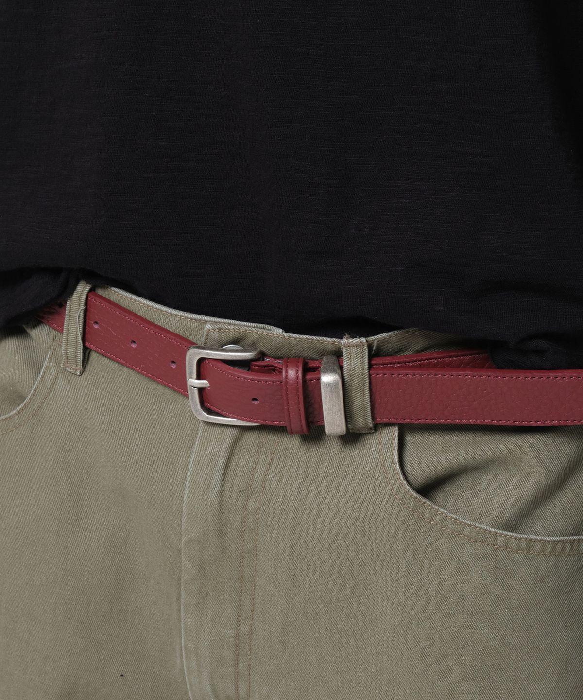 다이브인(DIVEIN) VINTAGE SHRUNKEN LEATHER BELT (BURGUNDY)