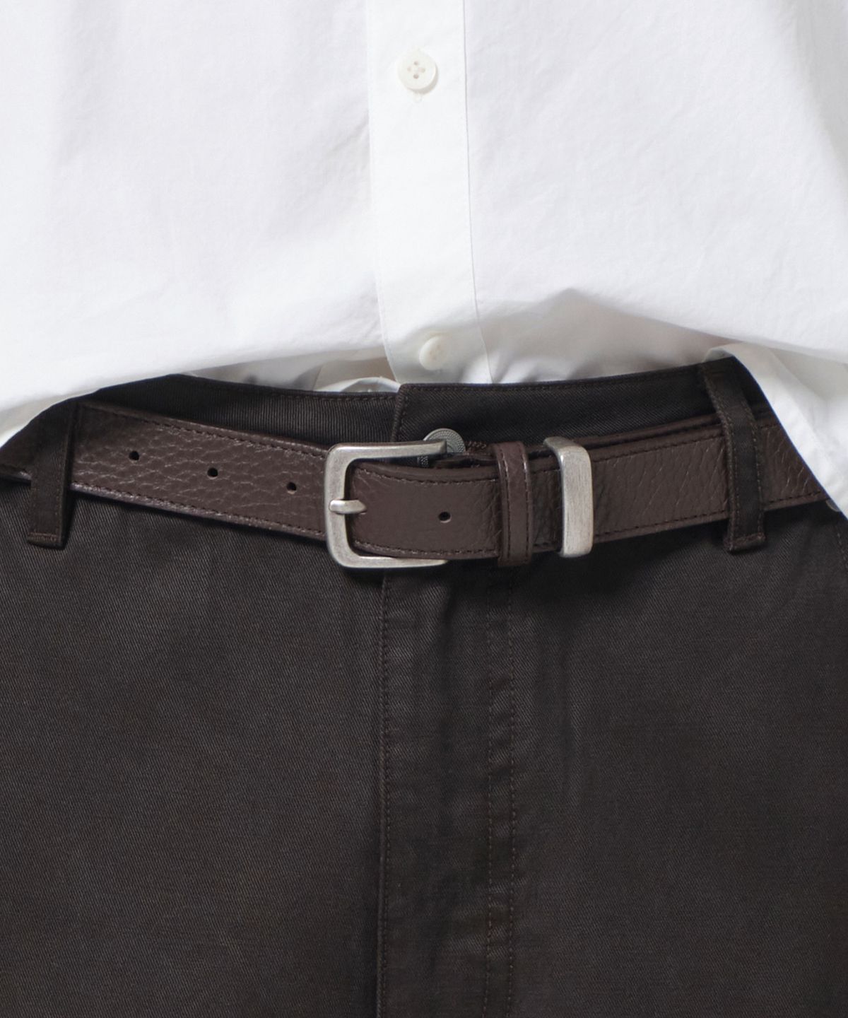 다이브인(DIVEIN) VINTAGE SHRUNKEN LEATHER BELT (BROWN)
