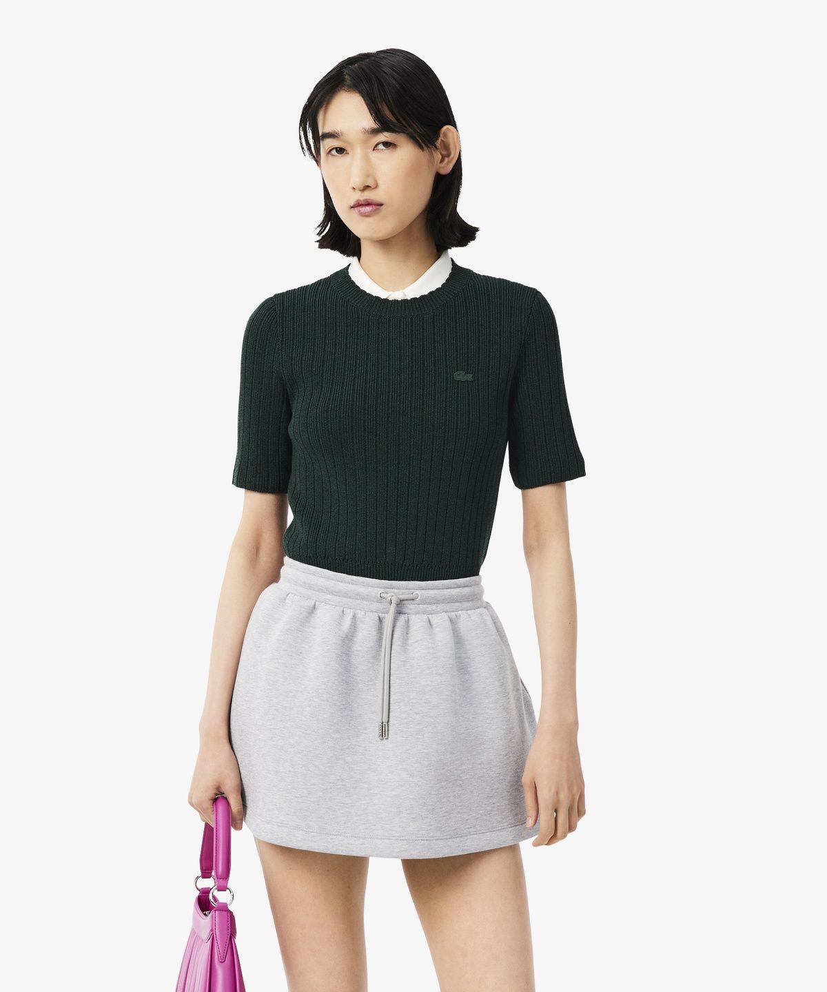 라코스테(LACOSTE) 여성 스캘럽 디테일 반팔 스웨터 AF8254-56N YZP