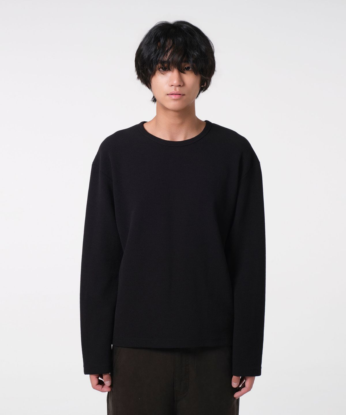 다이브인(DIVEIN) UNIFORM WAFFLE LONG SLEEVE (BLACK)