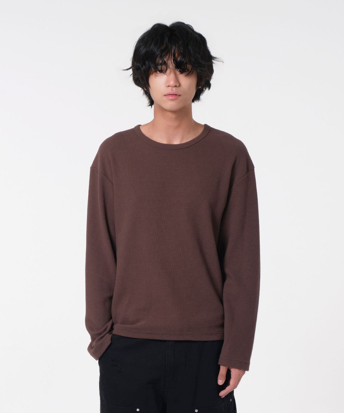 다이브인(DIVEIN) UNIFORM WAFFLE LONG SLEEVE (BROWN)