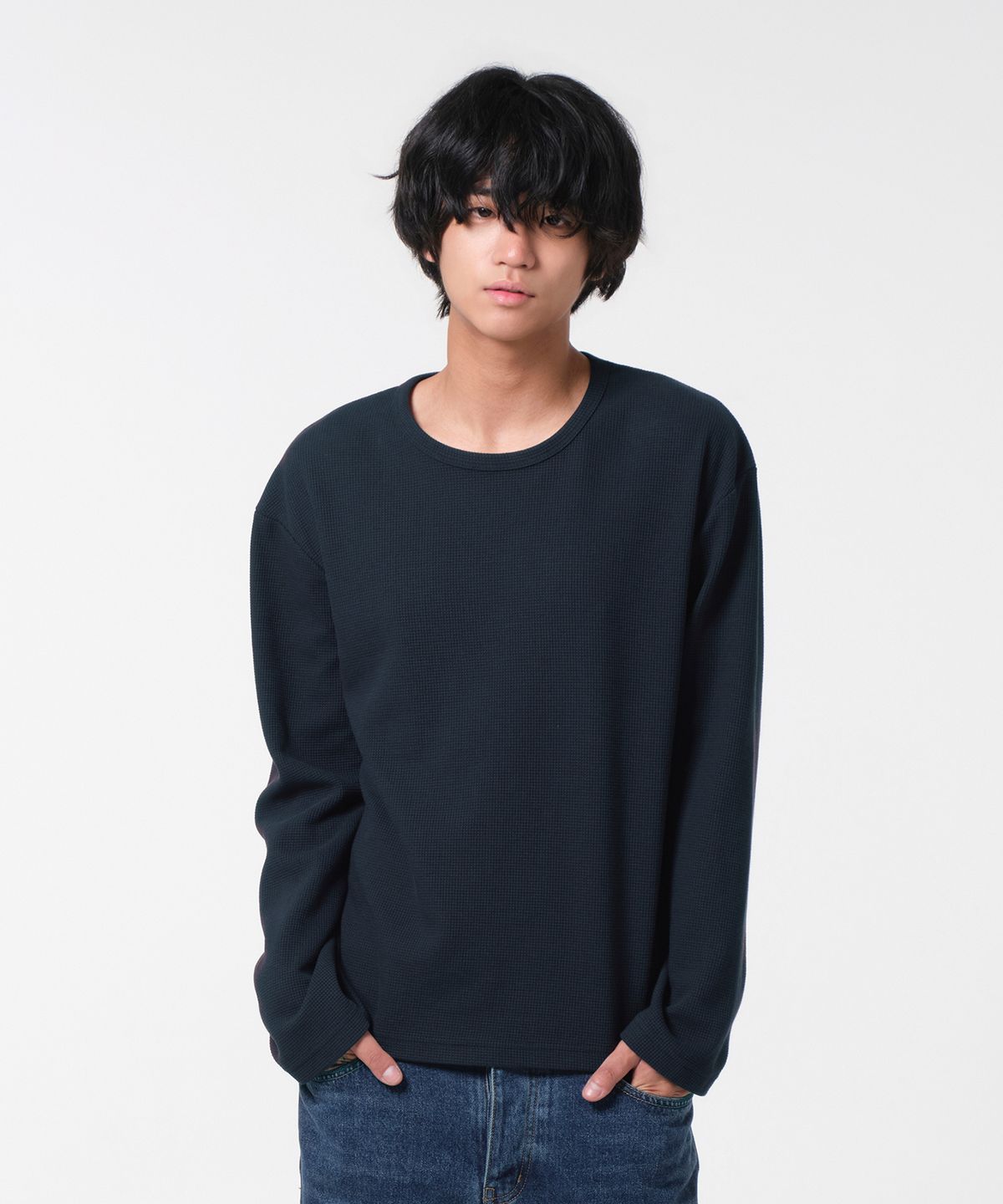 다이브인(DIVEIN) UNIFORM WAFFLE LONG SLEEVE (NAVY)