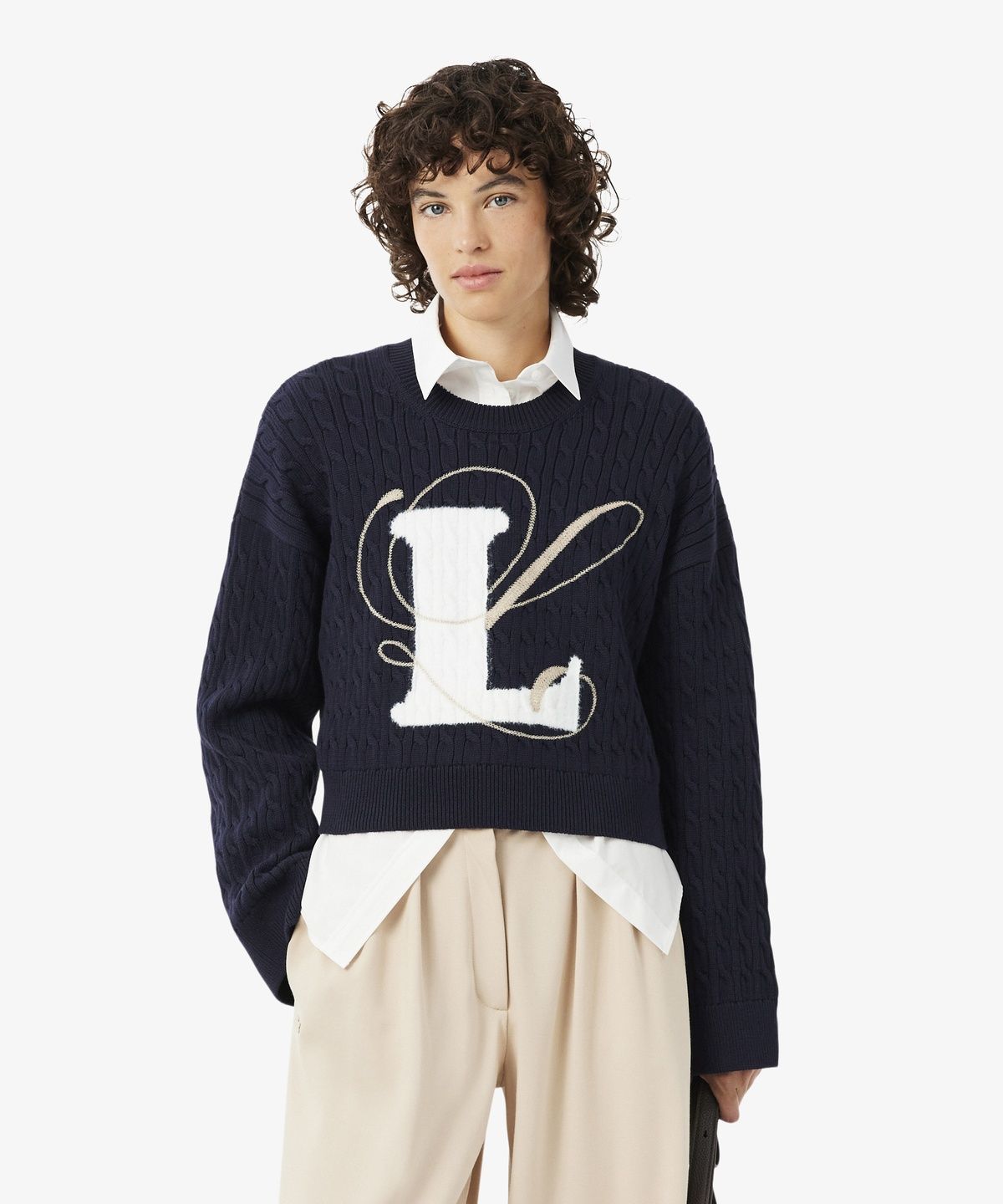 라코스테(LACOSTE) 여성 L로고 케이블 스웨터 AF8253-56N MXQ