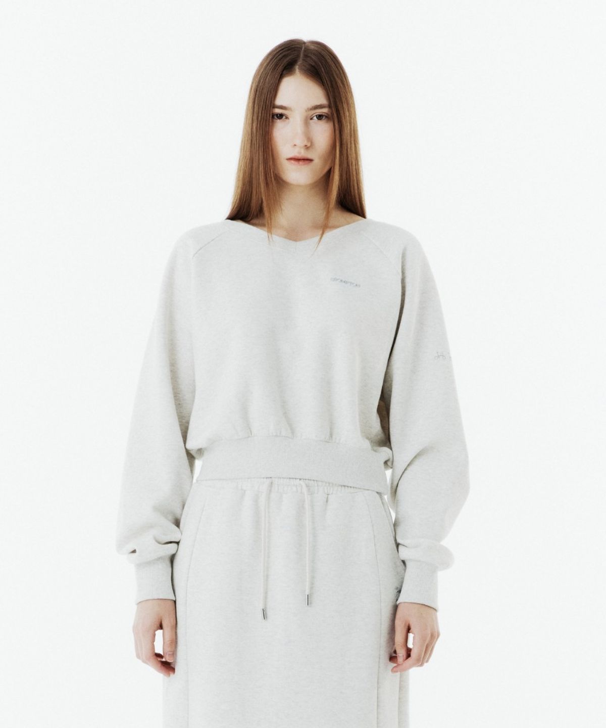 브롬톤 런던(BROMPTON LONDON) W V-NECK SWEATSHIRT - OATMEAL (P263WSW161)