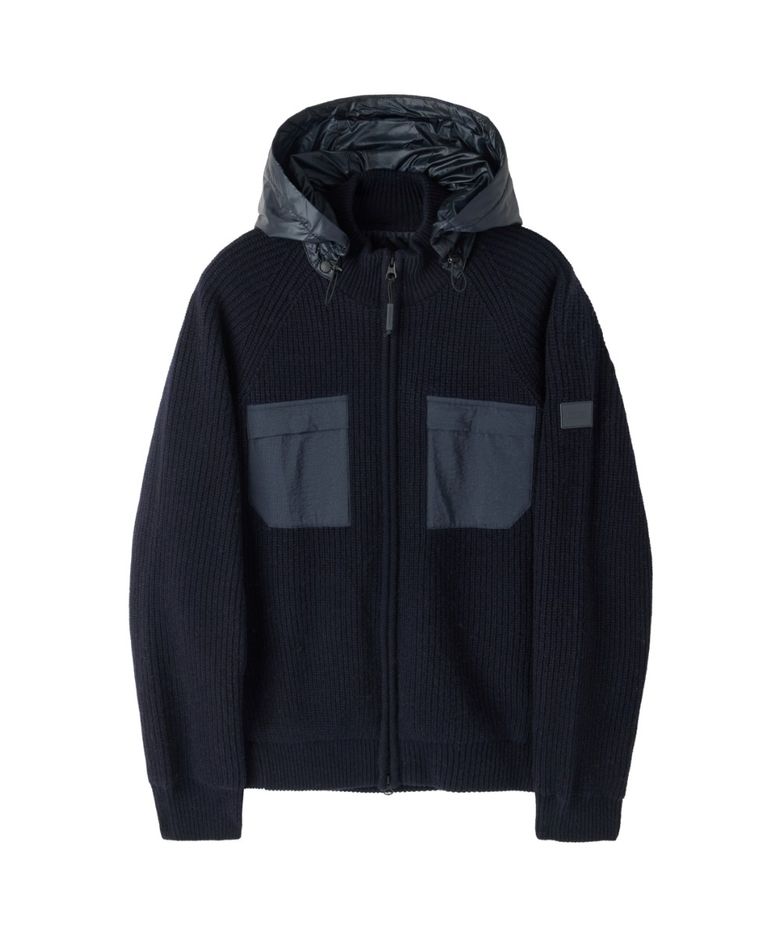 DETACHABLE HOOD HYBRID CARDIGAN - D/NAVY (P264MCD131)