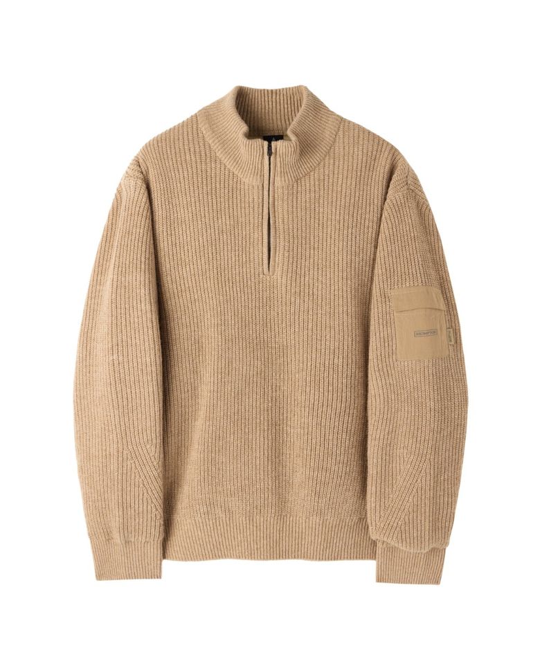 HALF ZIP-UP SWEATER - BROWN (P264MKT142)