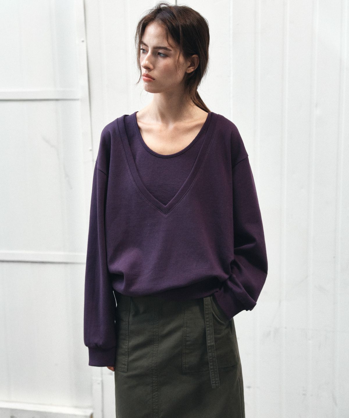 노운베러(KNOWNBETTER) V-neck MTM sleeveless set [KNFW06TS04]_Purple