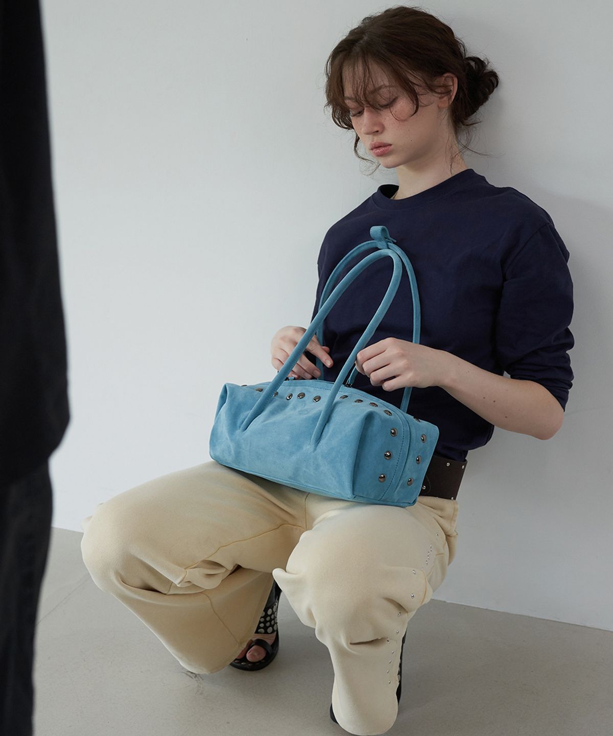 콰니(KWANI) Fold Frame Stud Bag Turquoise
