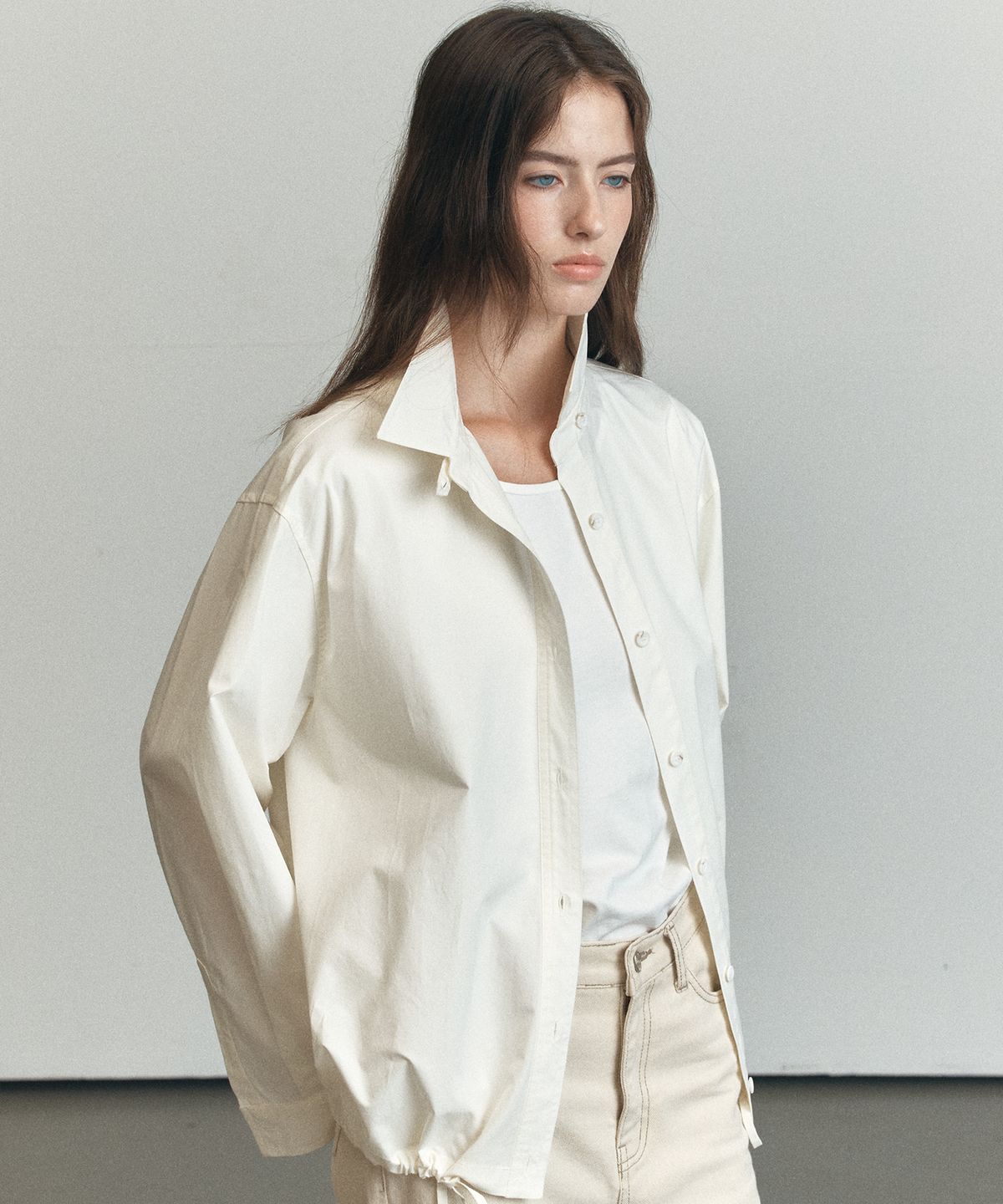 노운베러(KNOWNBETTER) Washing cotton string shirt [KNFW06SH01]_Ivory