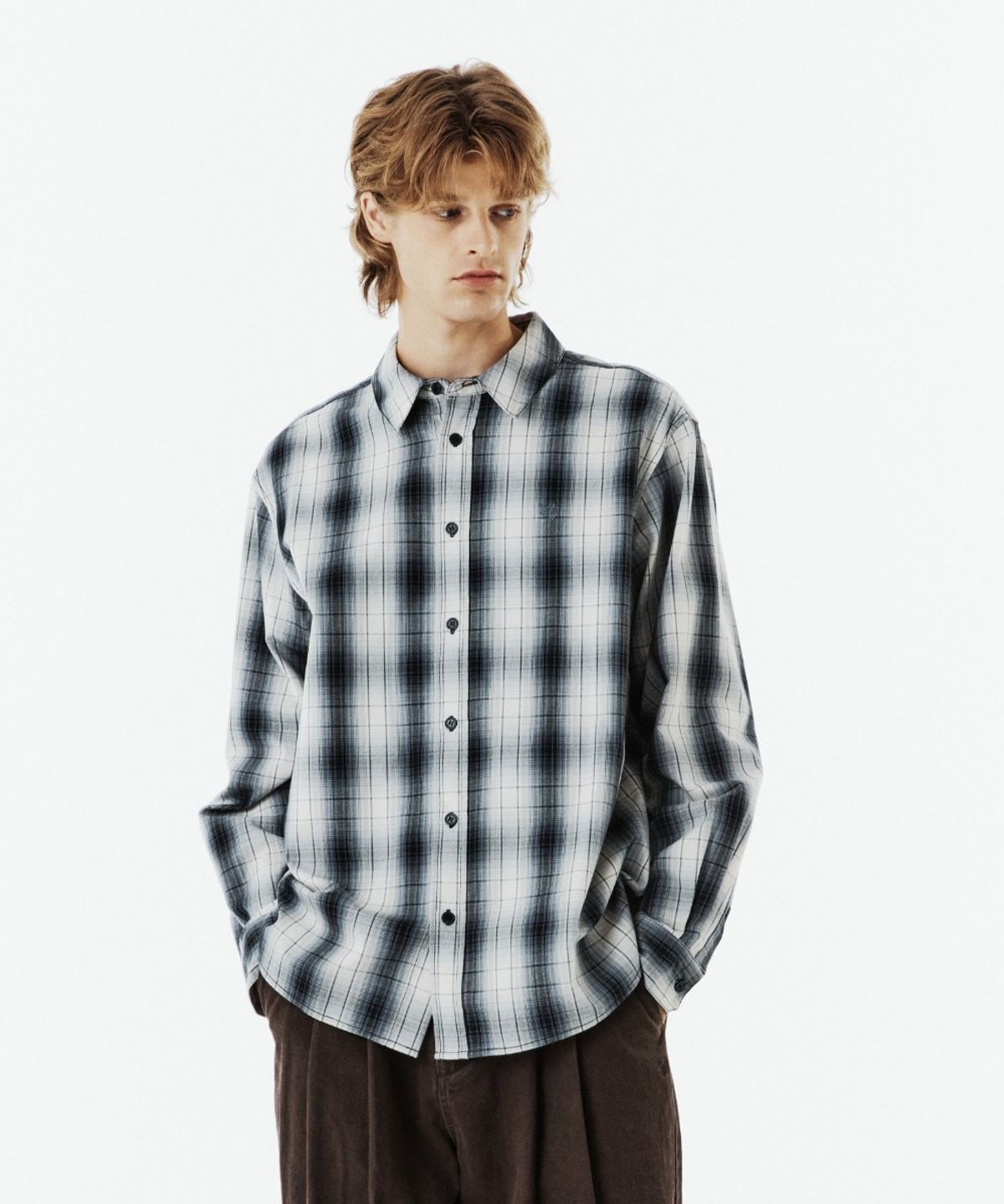 브롬톤 런던(BROMPTON LONDON) BIG CHECK SHIRT - BLACK (P263USH405)