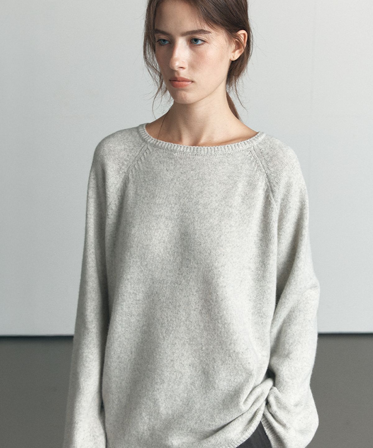 노운베러(KNOWNBETTER) Loose fit merino wool knit [KNFW06KN03]_Light gray