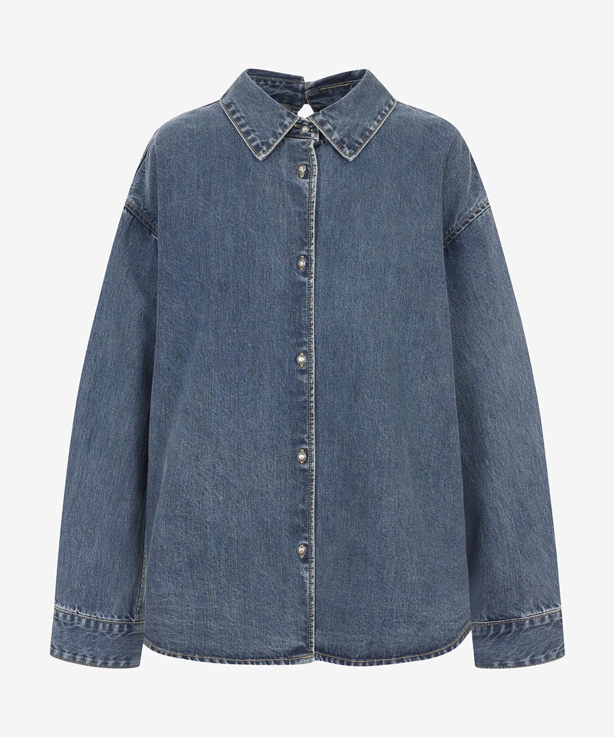 지이크 서촌 하우스(SIEG SEOCHON HAUS) [Women] Medium Blue Denim Slit Shirt (PPBAH5414)