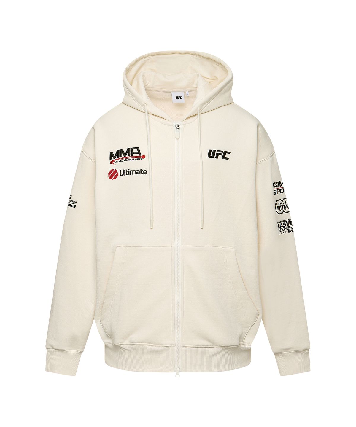 유에프씨 스포츠(UFC SPORT) UFC MMA 스폰서십 오버핏 후드 집업 멜란지 화이트 U2TTX3303MW