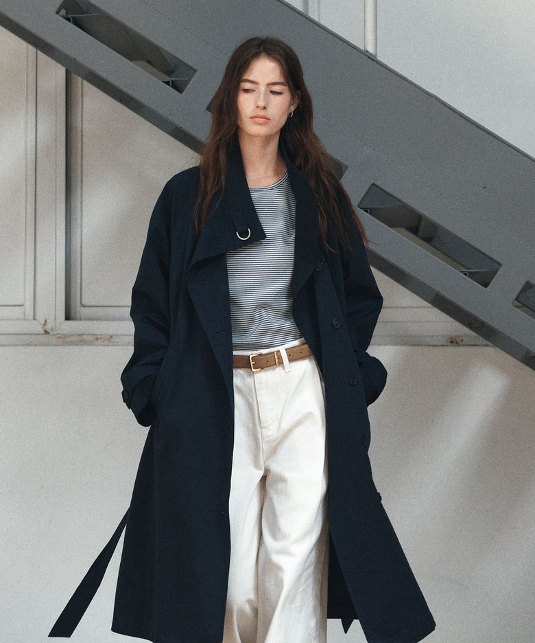Natural raglan high trench coat [KNFW06CT04]_Navy