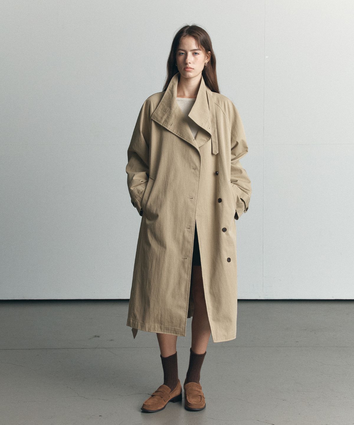 노운베러(KNOWNBETTER) Natural raglan high trench coat [KNFW06CT03]_Beige