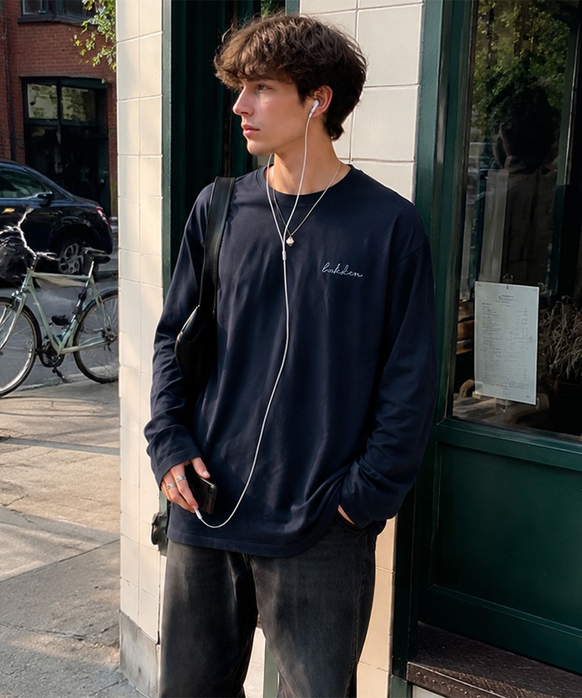 바켄(BAKKEN) [MEN] ITALIC LOGO 긴팔티셔츠 BK4996 (7 COLOR)